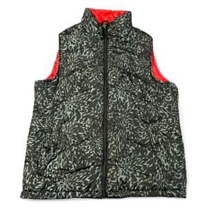 I5 Apparel Women's Puffer Vest XL Black Gray Abstract Design Full Zip Up Winter